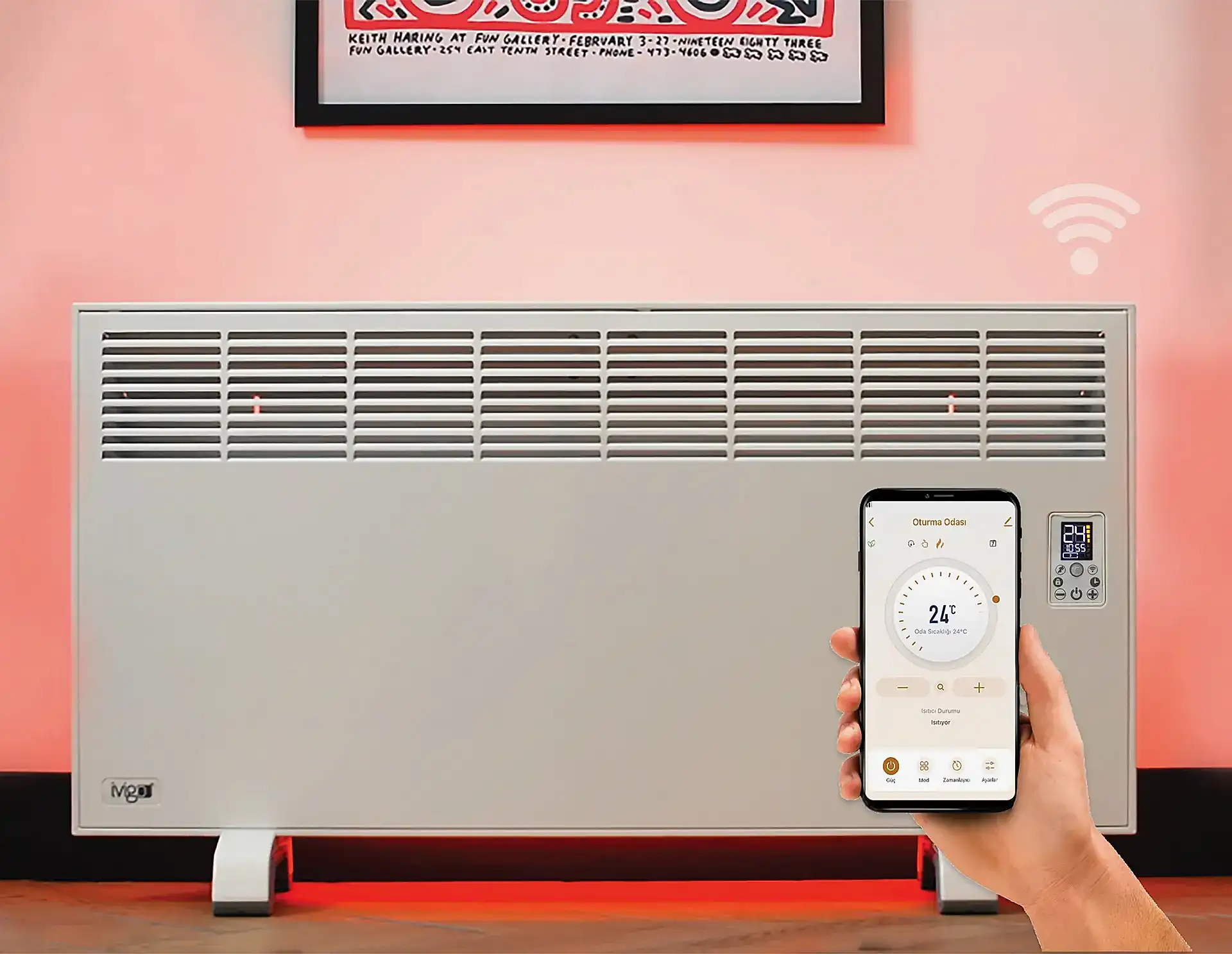 İVİGO EPK 2000 Watt Profesyonel Wi-Fi Konvektör Isıtıcı Beyaz Ayaklı